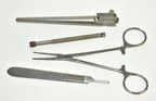 Stainless Steel Surgical Instruments Forceps Clamp Lightning Knife Handle x4 Pcs