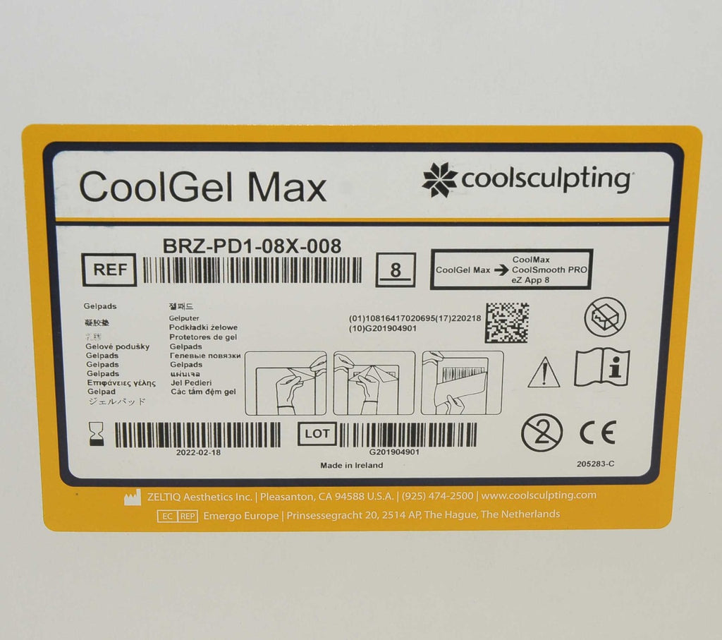 ZELTIQ CoolGel CoolSmooth MAX PRO GelPads BRZ-PD1-08X-008 Coolsculpting 2022 x8