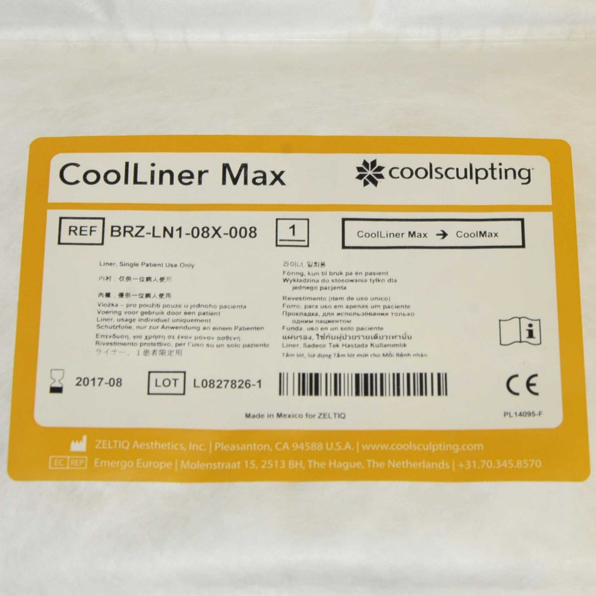 Zeltiq CoolSculpting CoolLiner CoolMax Liner BRZ-LN1-08X-008 8/17 x8Pcs Cool Max