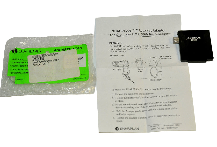 Lumenis Sharplan 712 Acuspot Adapter for Olympus OME 5000 Microscope Model 19216