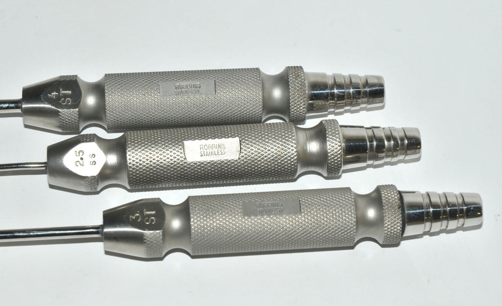 Cannulae Robbins Instruments Aspiration Suction Cannula Fixed Handle Tips Set x3