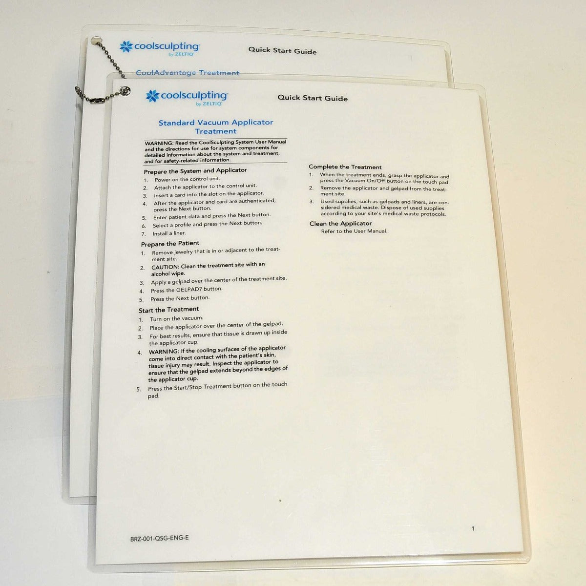 Zeltiq CoolSculpting Quick Start Treatment Guide Vacuum Applicator Treatment