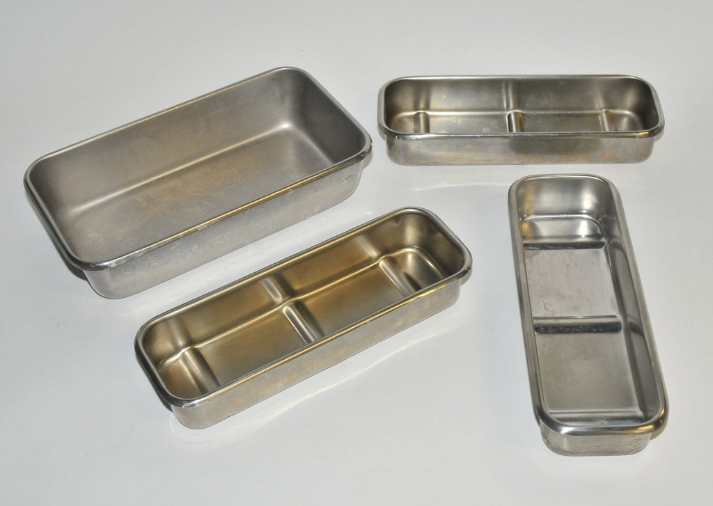 Lot Stainless Steel Surgical Metal Sponge Bowls Dish Pans Trays Surgery x4 Pcs
