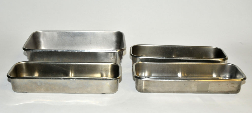 Lot Stainless Steel Surgical Metal Sponge Bowls Dish Pans Trays Surgery x4 Pcs