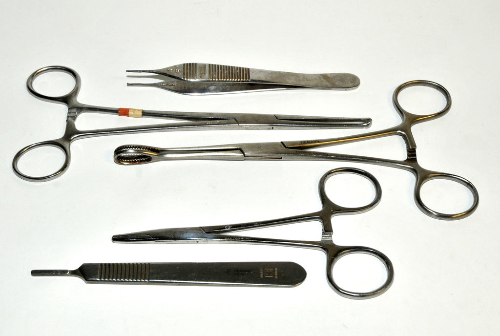 Stainless Steel Surgical Instrument Clamp Hemostat Forcep Scissor Lit Set x 5Pcs