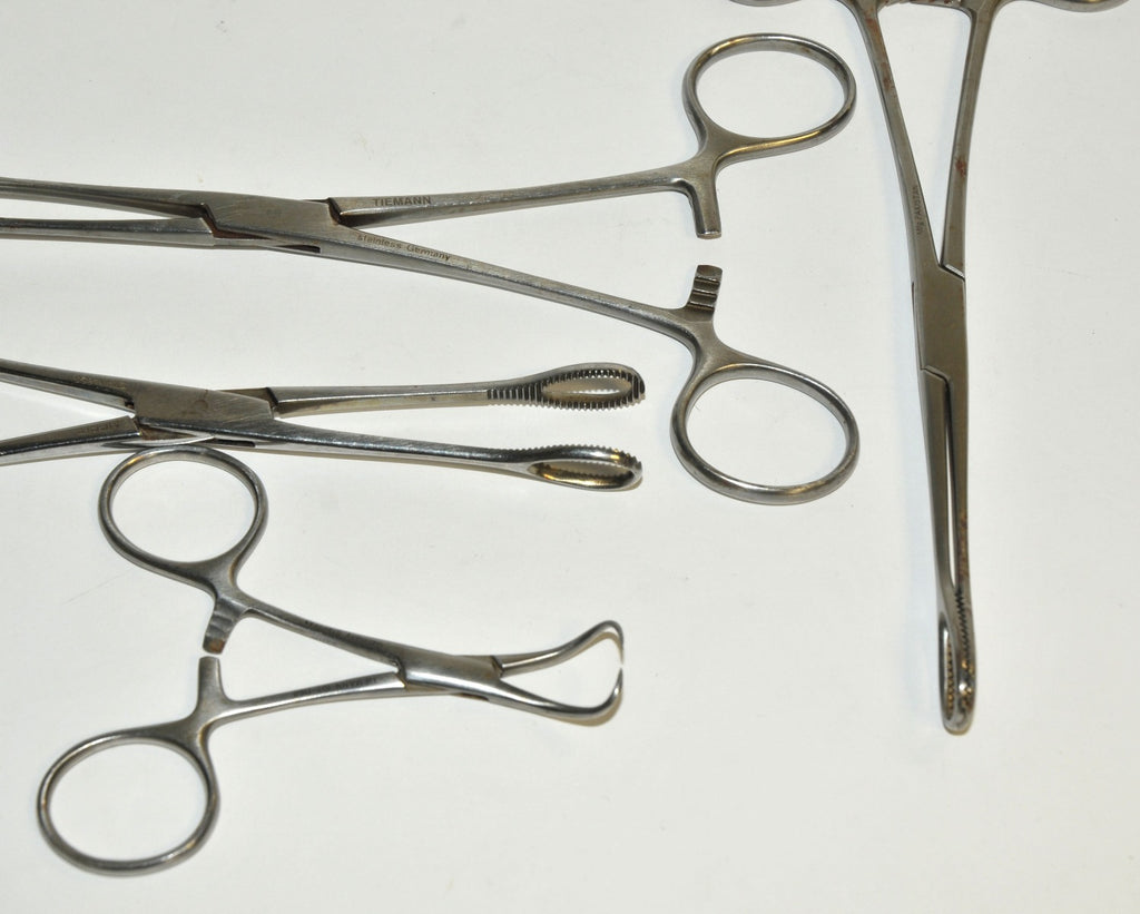 Stainless Steel Surgical Instrument Tongue Holding Forceps Mouth Towel Clamp x4