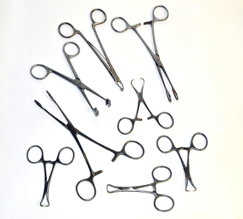 Stainless Steel Surgical Instrument Towel Clamp Tongue Forceps Mixed Lot x8 Pcs