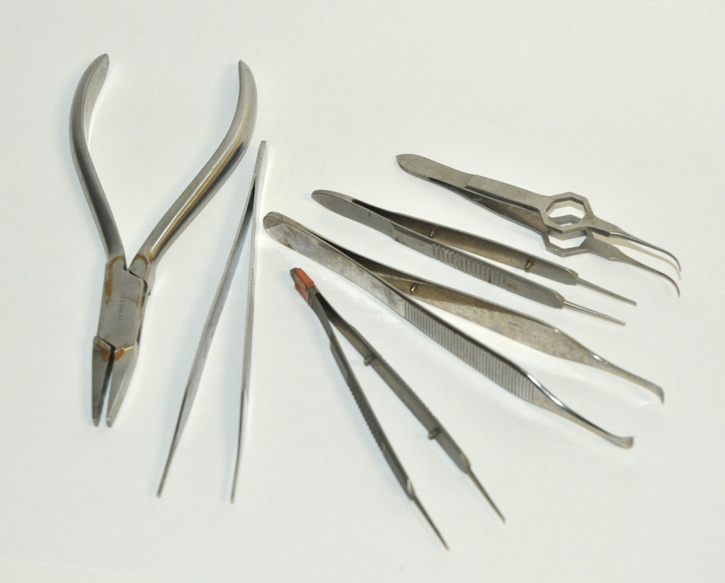 Surgical Instrument Tool LOT Tweezers Pliers Stainless Steel Vet Set x6 Pcs