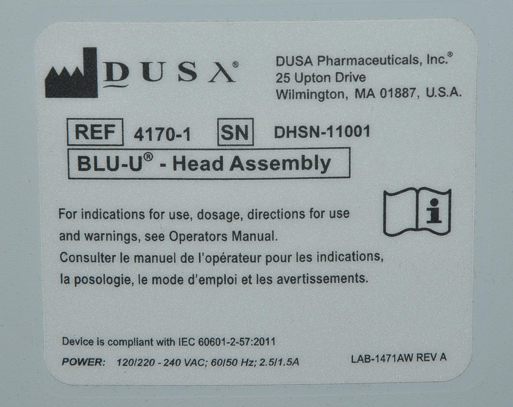 DUSA Pharmaceuticals Blue Light BLU-U Photodynamic Light Therapy Acne 4170-1 2 3