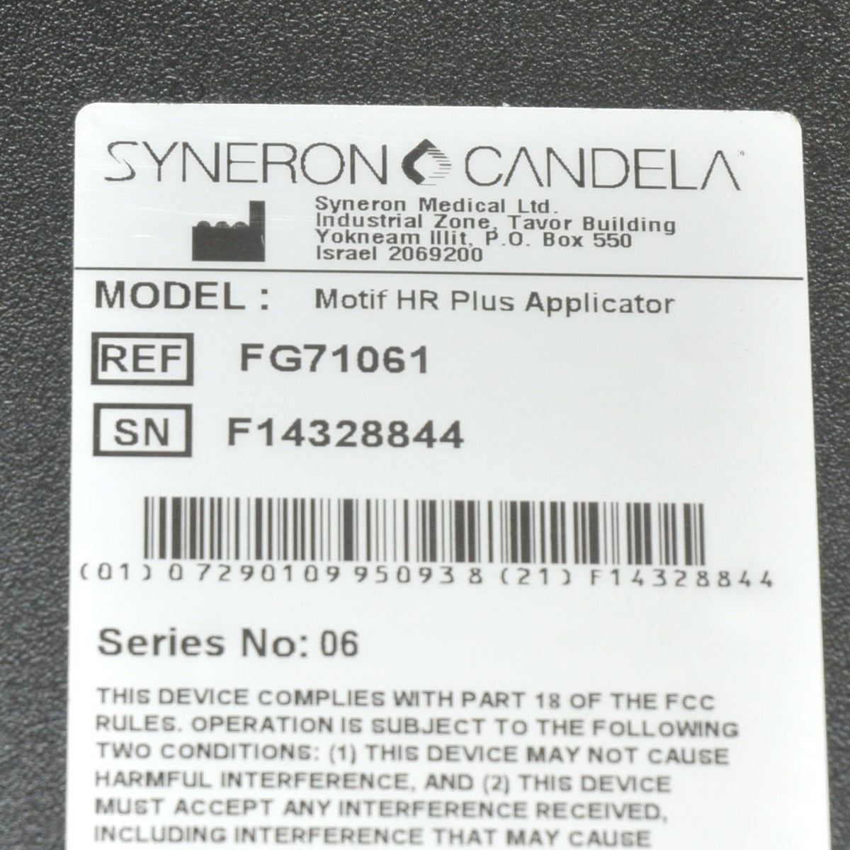 Syneron Candela eLaser Elos Laser MOTIF HR PLUS Applicator Handpiece Brand NEW