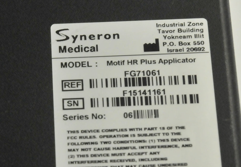 NEW Syneron Candela eLaser Elos MOTIF HR PLUS Applicator Handpiece Hair Removal