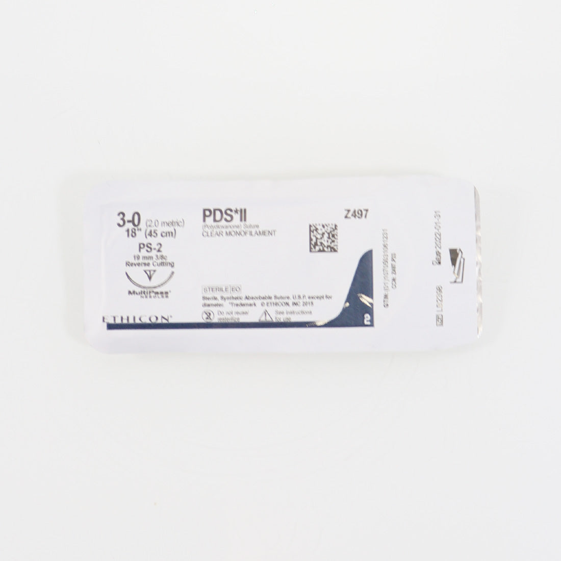 Ethicon Z497 PDS II PS-2 Polydioxanone Clear Mono Suture Reverse Cutting 3-0 x1