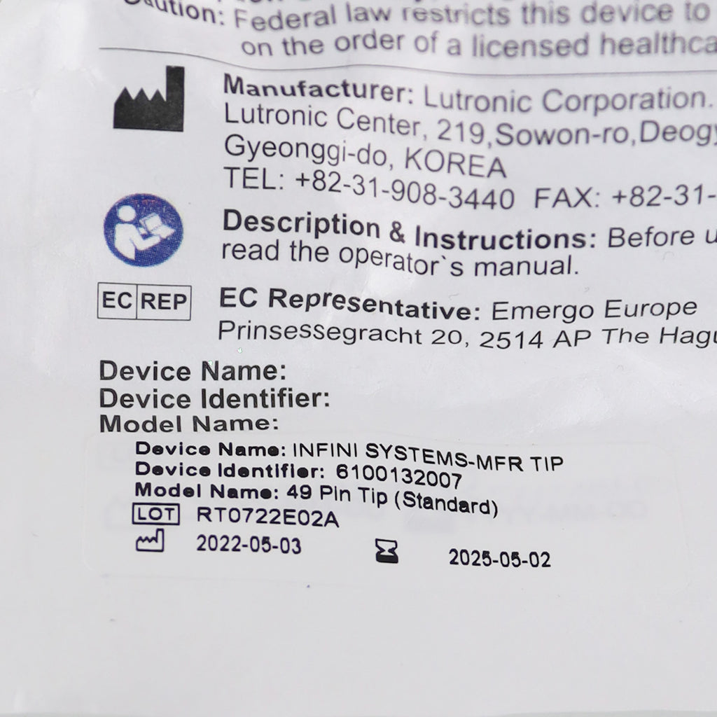 Lutronic Infini Standard MFR 49 Pin Tip Microneedling Single - EXPIRED