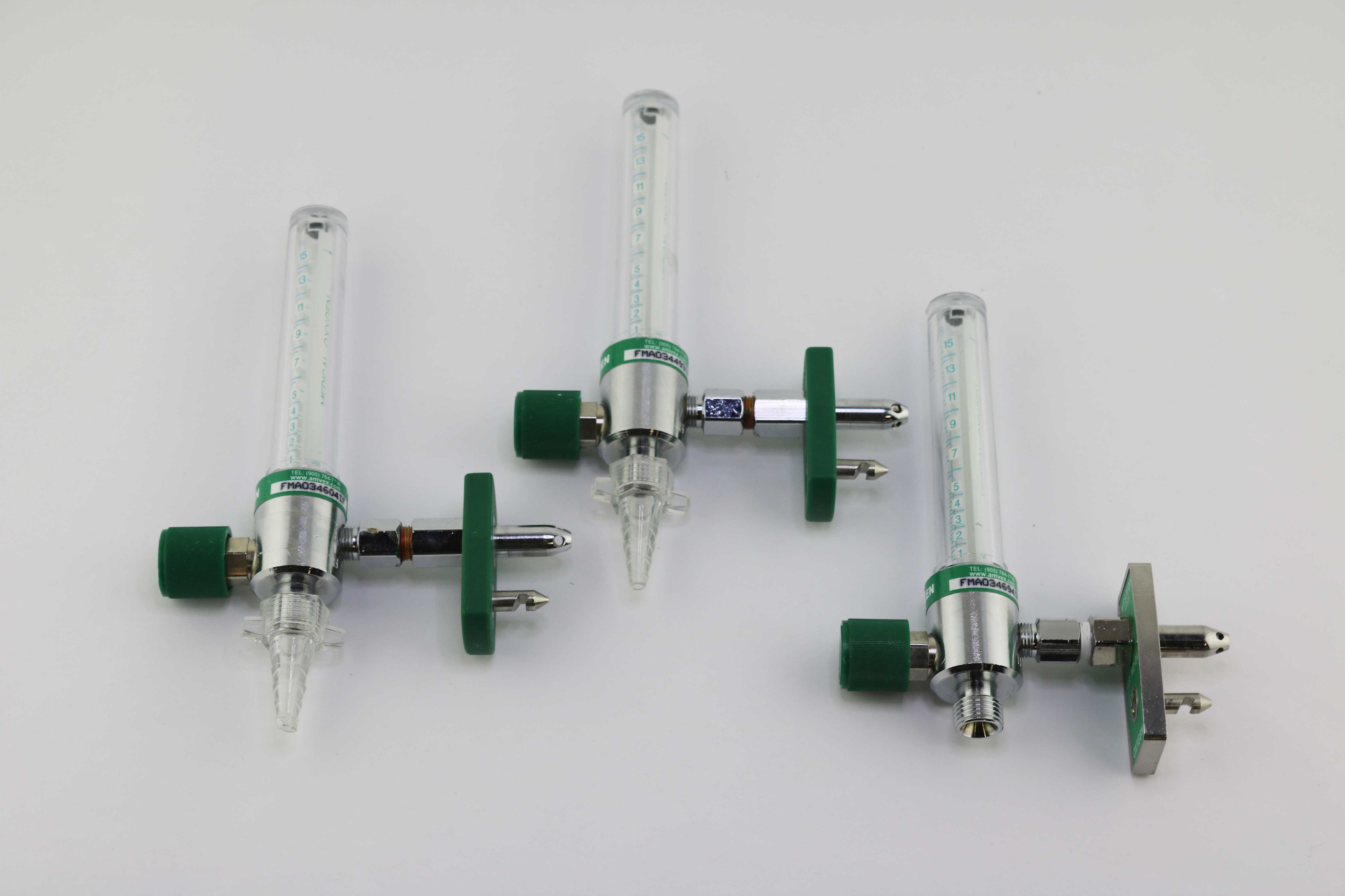 3x Amvex Medical Oxygen Flowmeter Valve 50 PSIG 3.4 BAR 1-15 LPM UNTESTED AS IS
