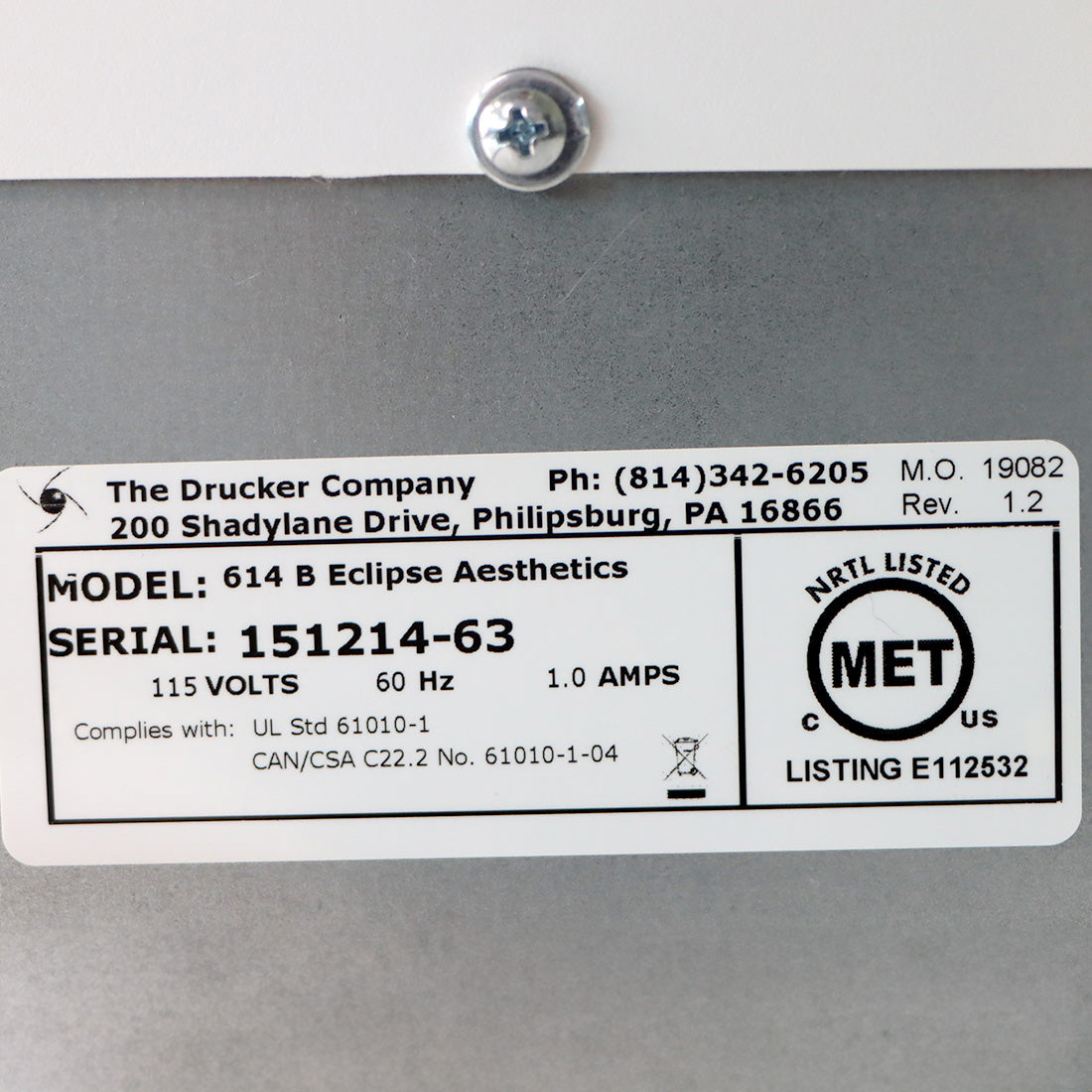 614B Eclipse Aesthetics Centrifuge Drucker Diagnostics Platelet Rich Plasma