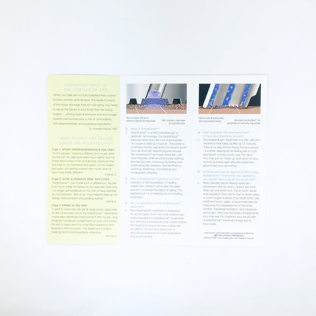 Edge Systems Hydrafacial MD Patient Marketing Brochure 19195-C x 28 Pcs