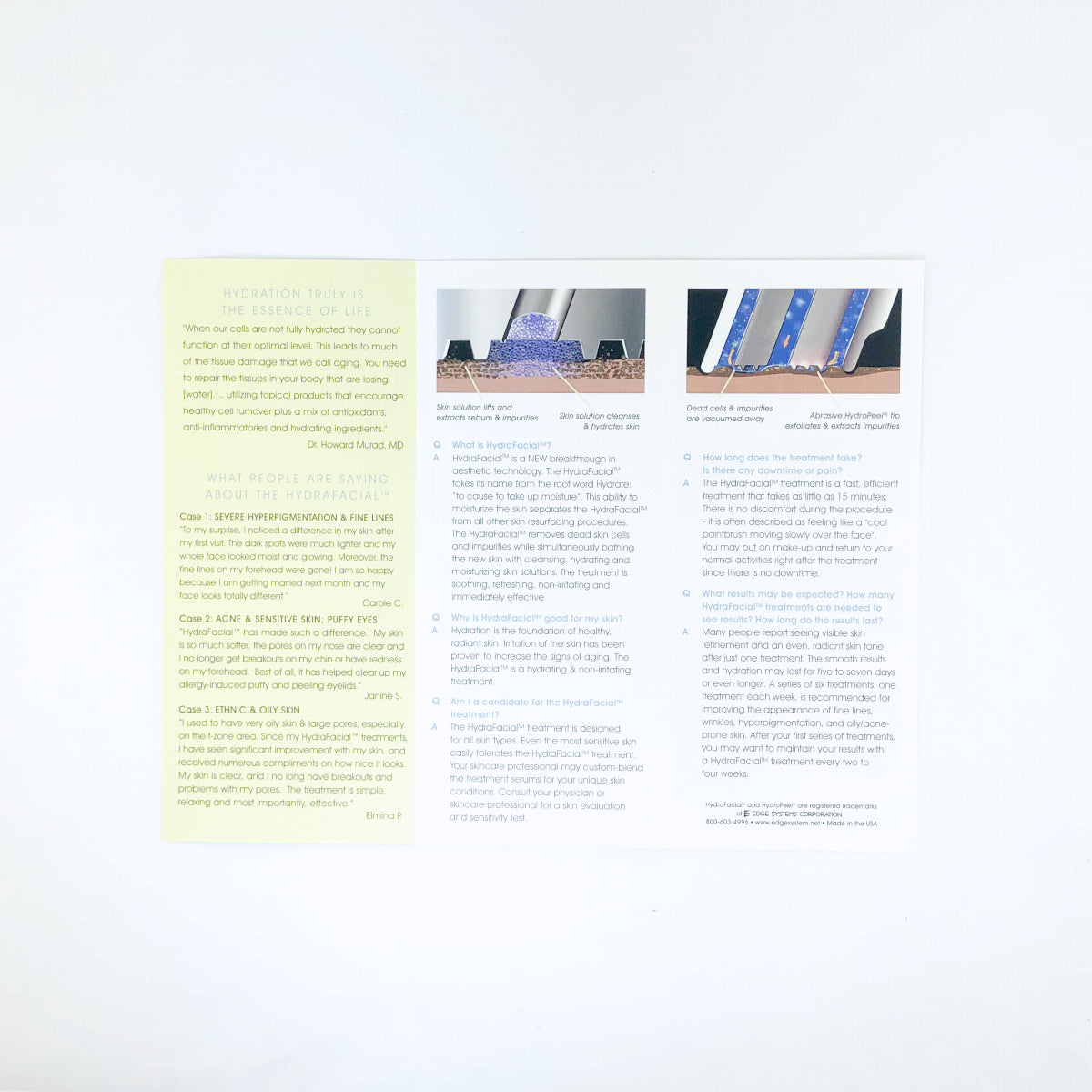 Edge Systems Hydrafacial MD Patient Marketing Brochure 19195-C x 28 Pcs