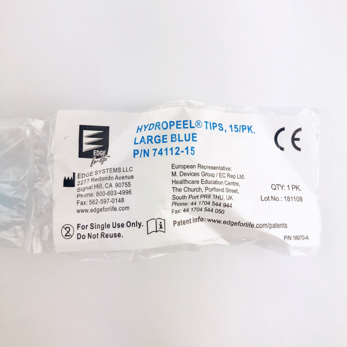 Edge Systems Hydropeel Tips Large Blue PN: 74112-15 - (5 Pack)