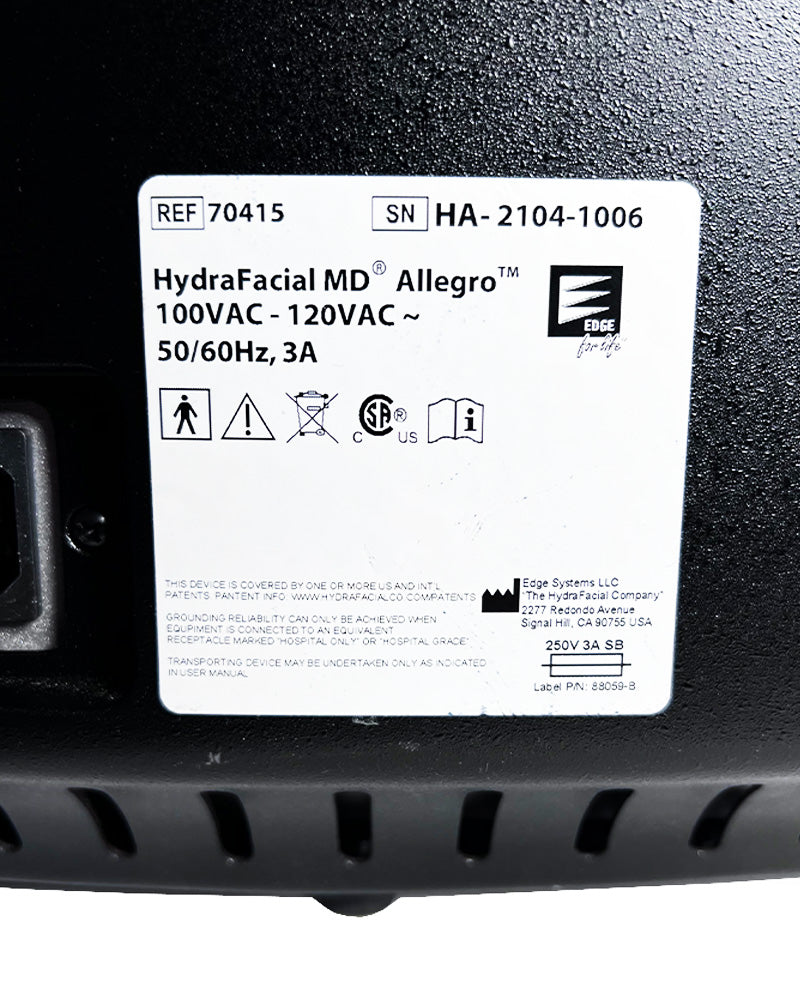 2021 Edge Systems Hydrafacial MD Allegro Cleansing Exfoliation Tabletop System