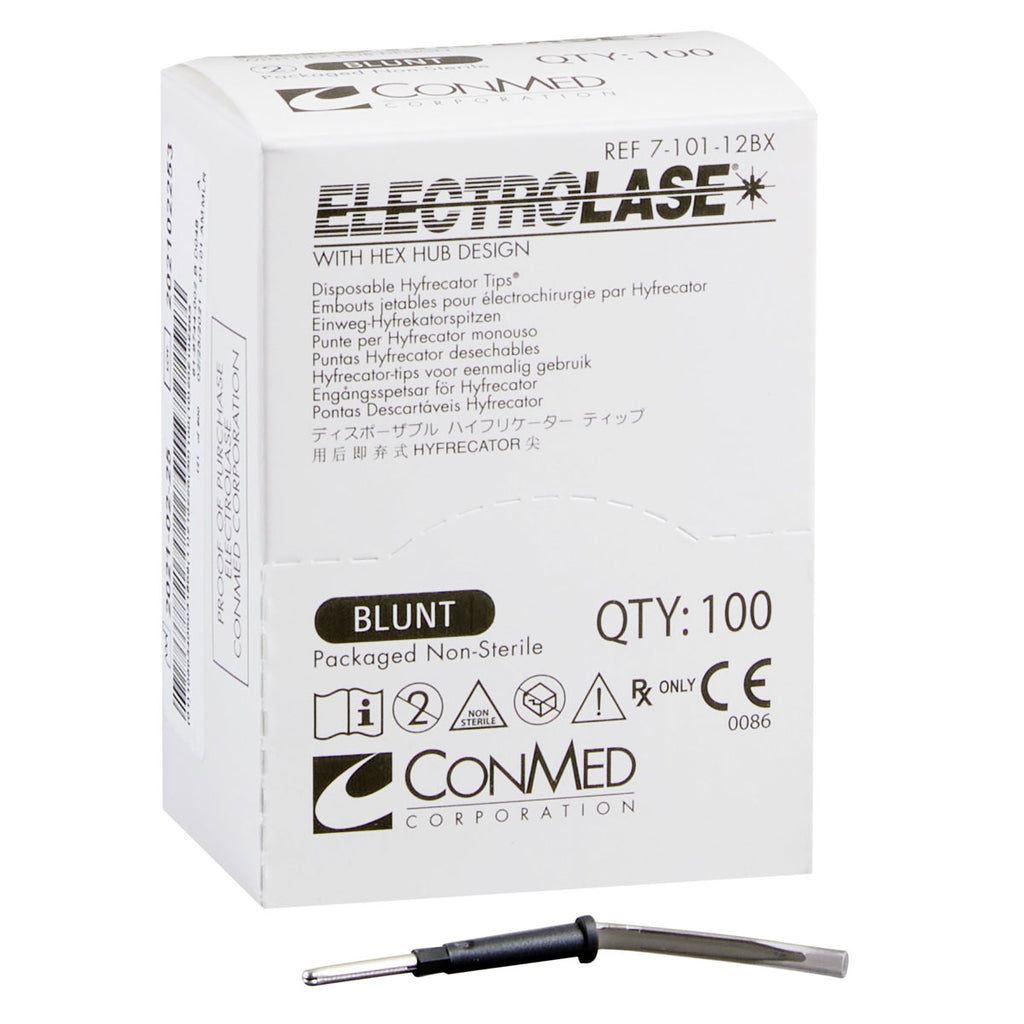 ConMed Electrolase Hyfrecator Blunt Tips (Non-Sterile) Case of 12 Boxes of 100 Tips (1200 Tips)
