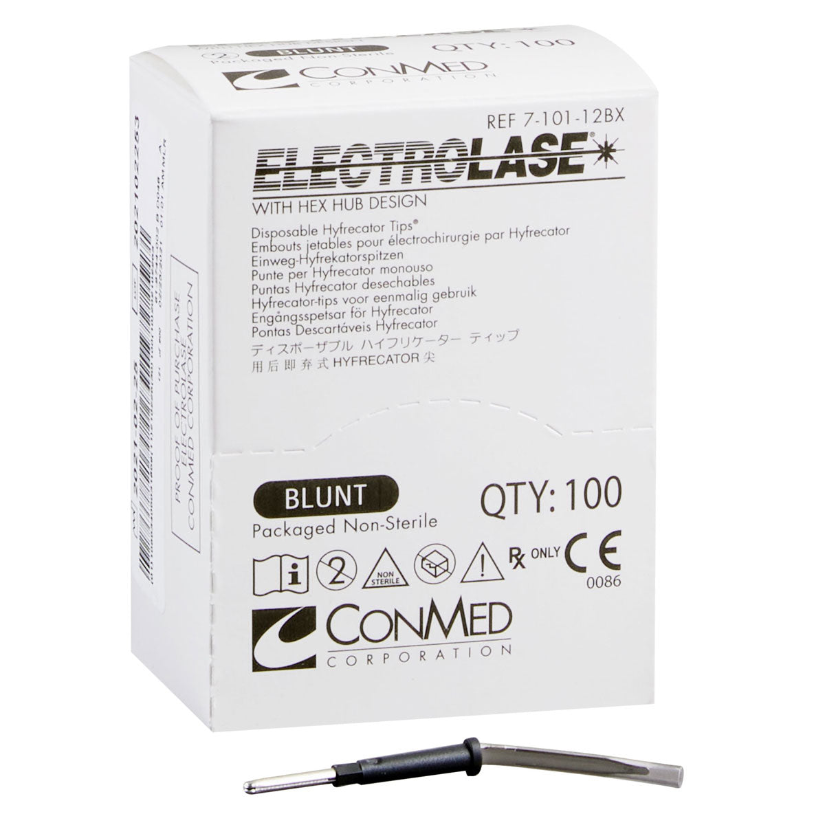 ConMed Electrolase Hyfrecator Blunt Tips (Non-Sterile) Case of 12 Boxes of 100 Tips (1200 Tips)