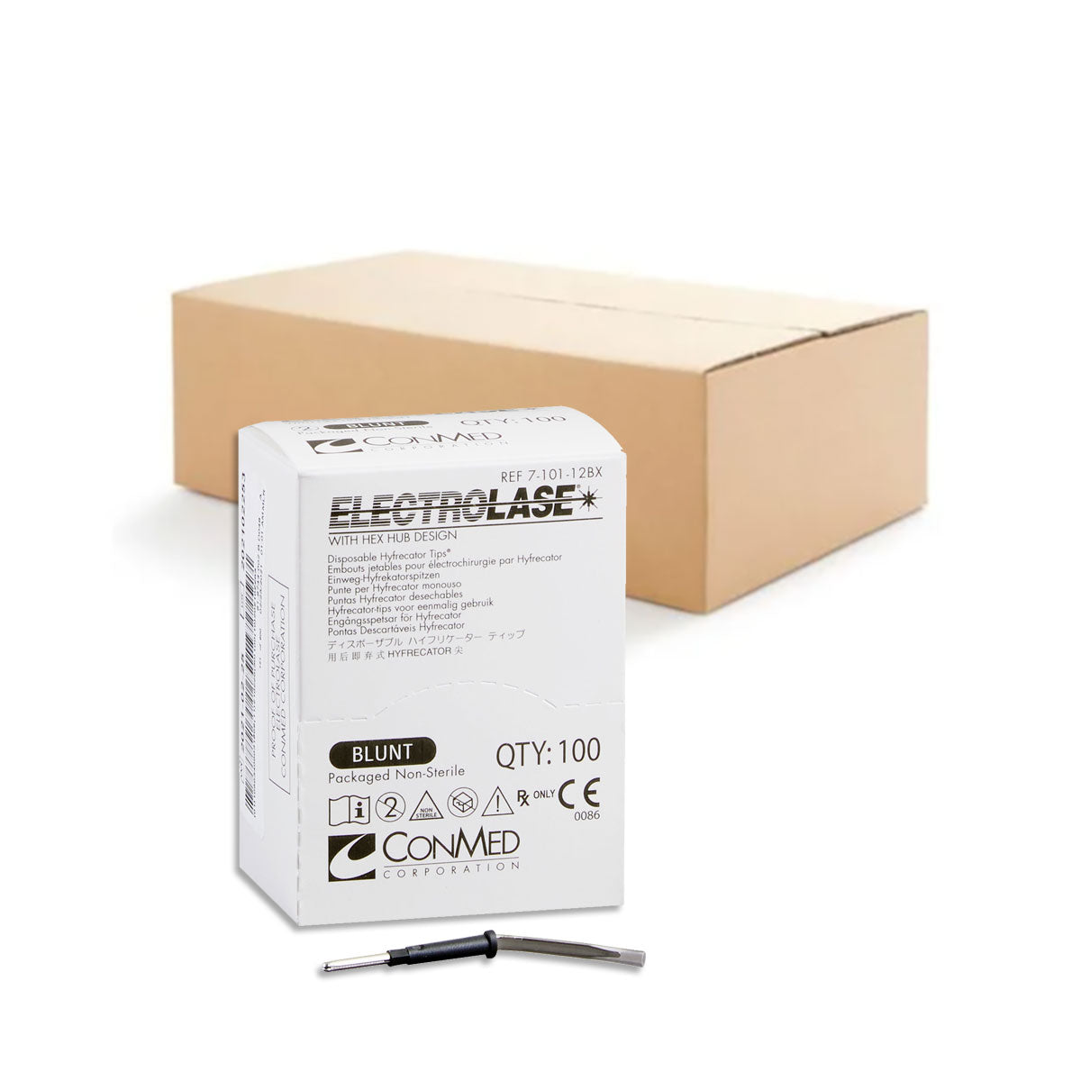 ConMed Electrolase Hyfrecator Blunt Tips (Non-Sterile) Case of 12 Boxes of 100 Tips (1200 Tips)