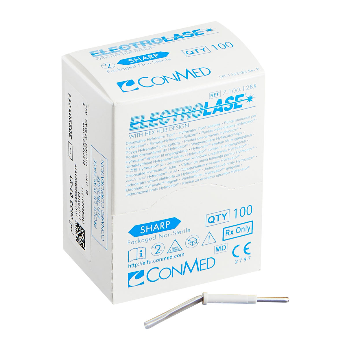 ConMed Electrolase Hyfrecator Sharp Tips (Non-Sterile) Box of 100 Tips - 7-100-12BX