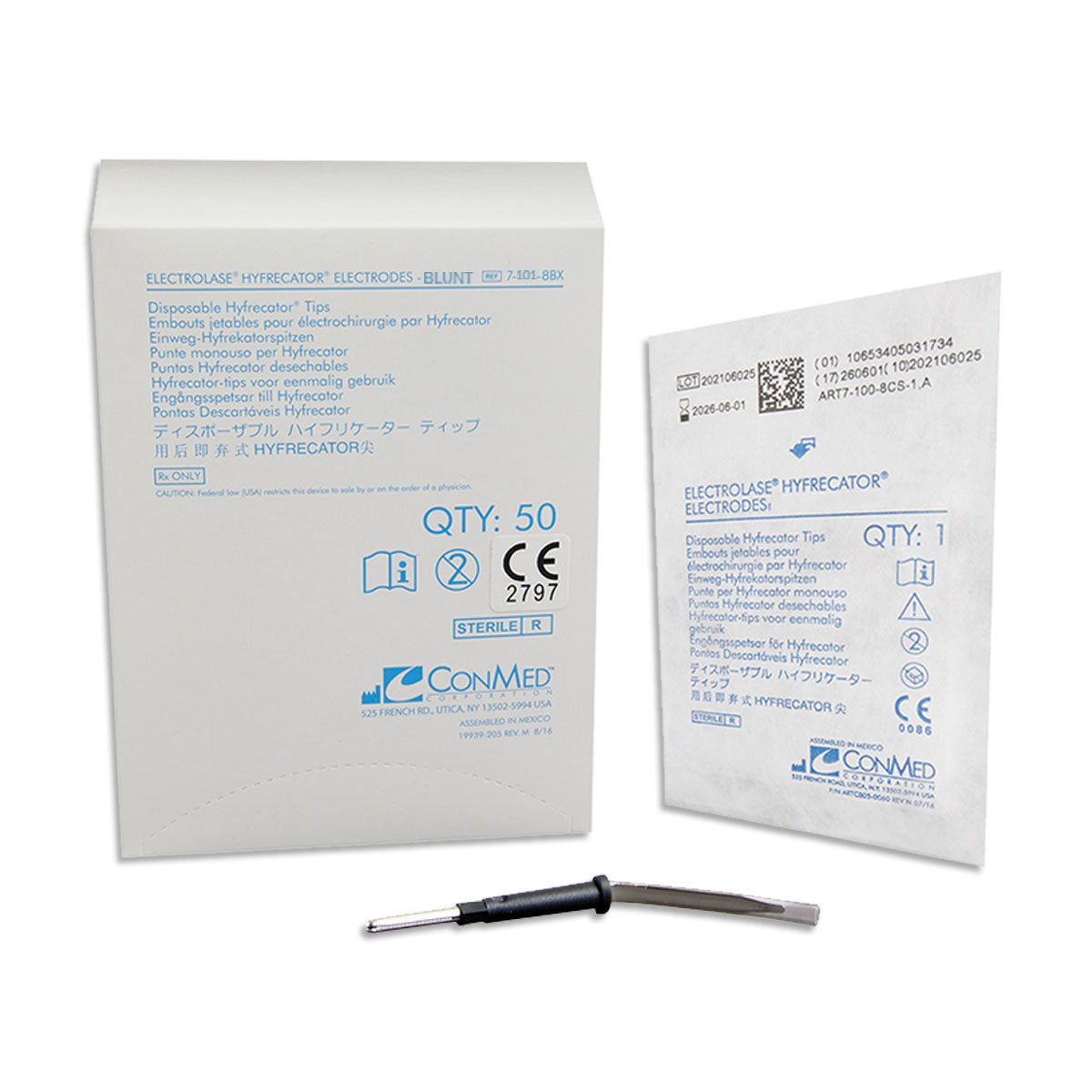 ConMed Electrolase Hyfrecator Blunt Tips (Sterile) Case of 12 Boxes of 50 Tips (600 Tips)