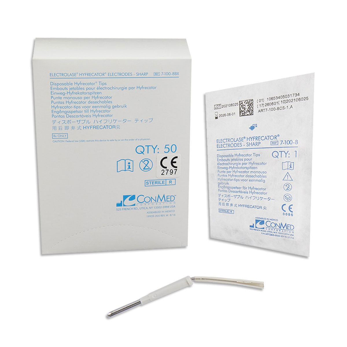 ConMed Electrolase Hyfrecator Sharp Tips (Sterile) Box of 50 Tips - 7-100-8BX