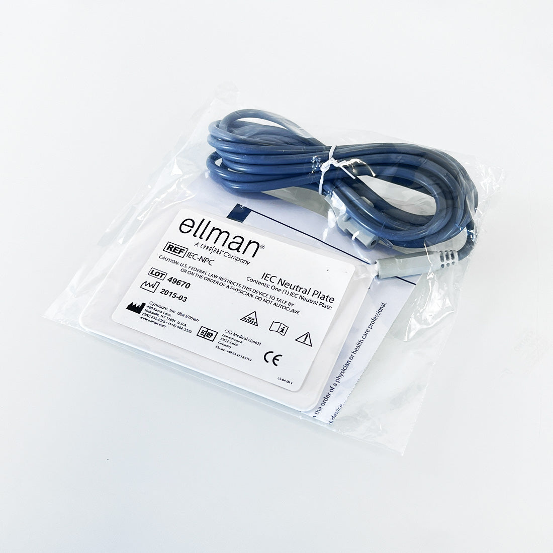 Ellman IEC Neutral Plate Reusable Coated - Dual RF, AcuSect, RadioLase - IEC-NPC