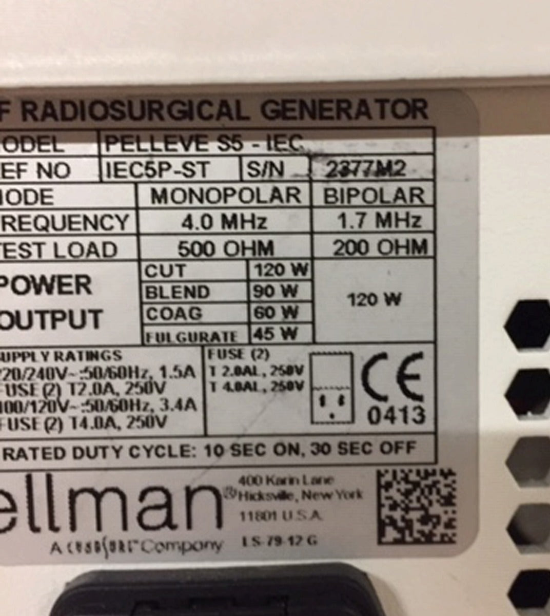 Ellman PELLEVE S5 IEC5P-ST Radiosurgical Radiofrequency Wrinkle Reduction RF