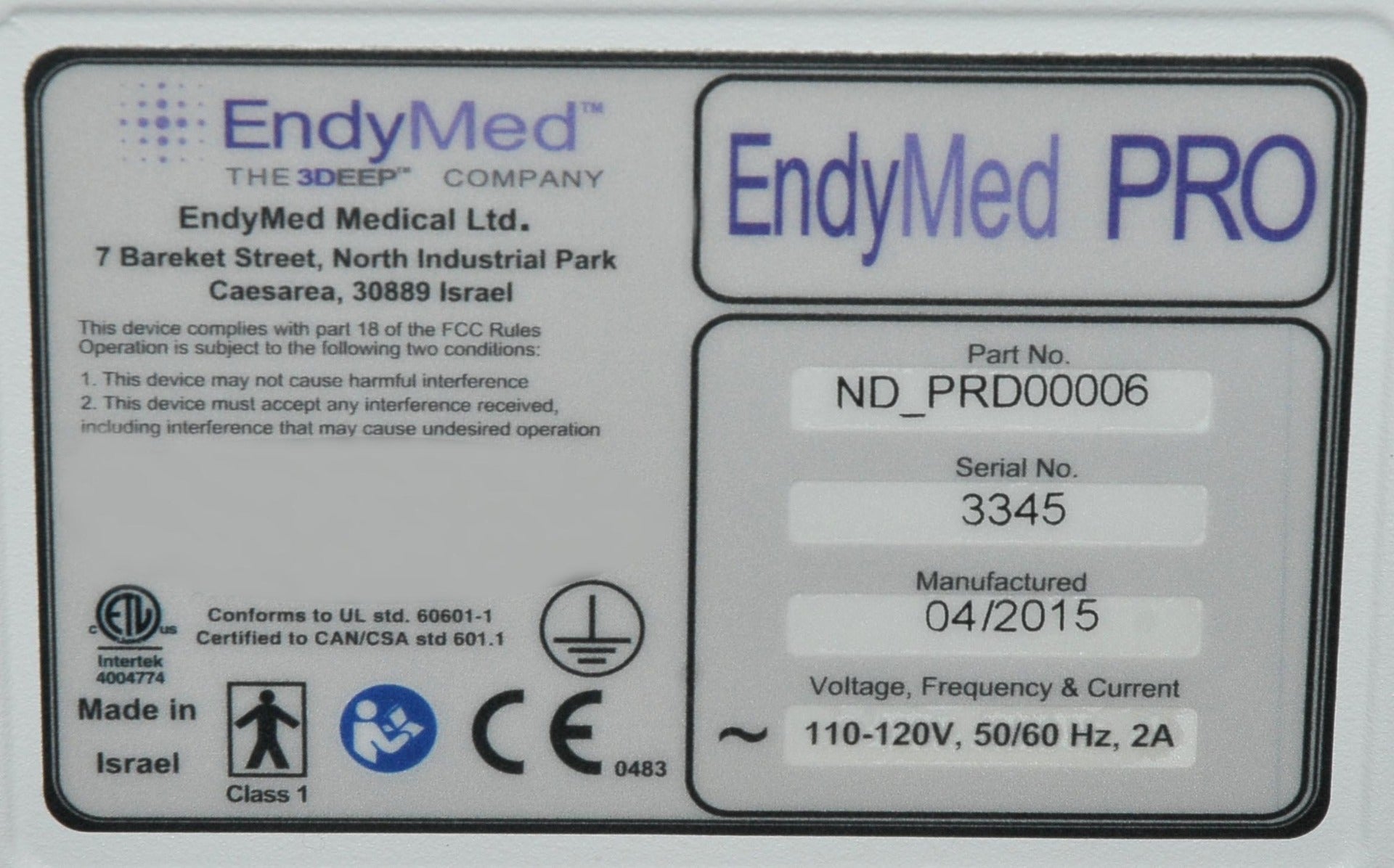 EndyMed PRO 3DEEP RF Body Contour Skin Face Tightening Intensif 2 Handpieces HP