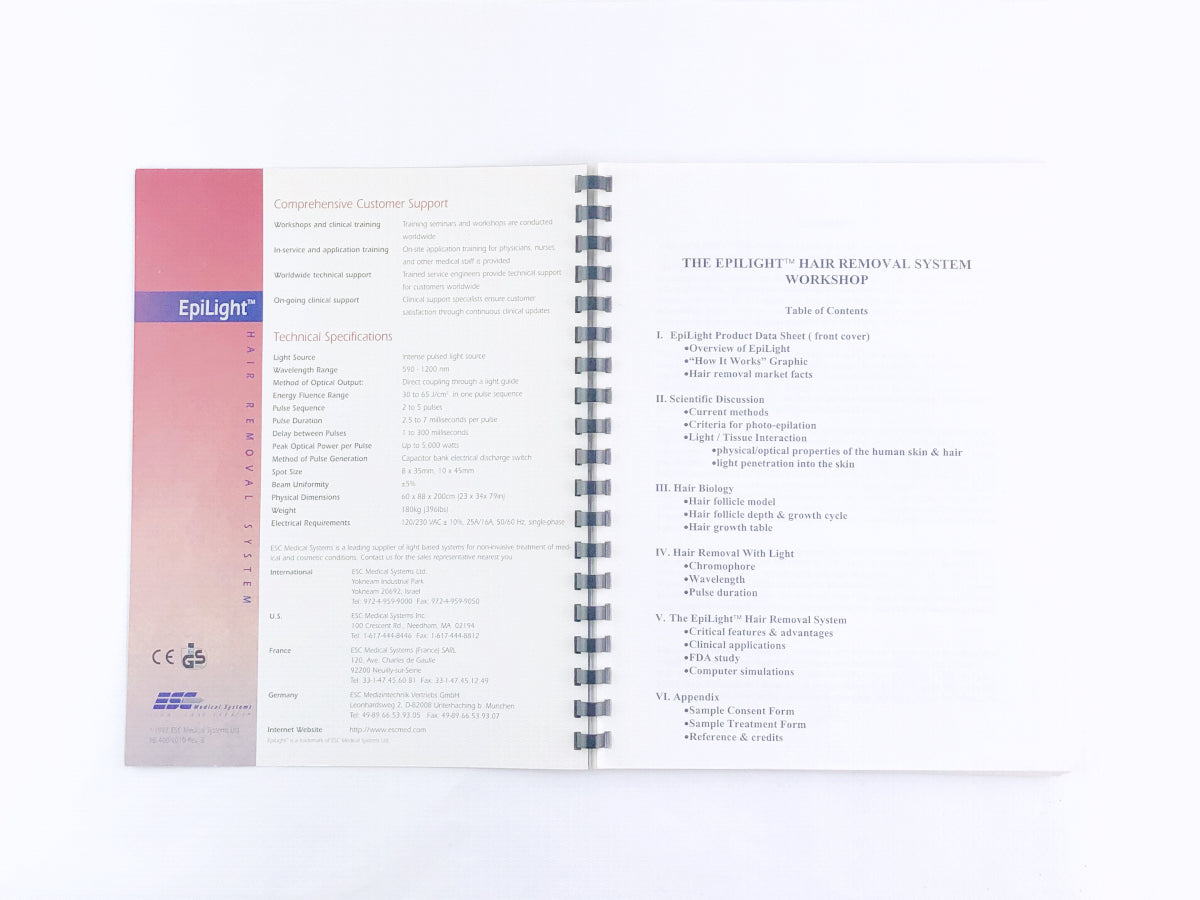 ESC Medical Systems EpiLight Hair Removal Systems Training Guide 400-9010 Rev. B