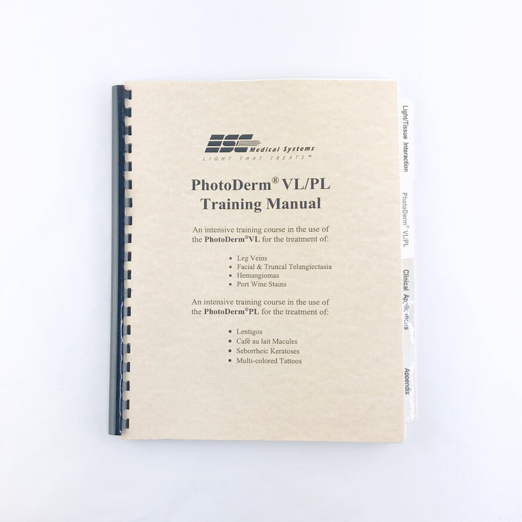ESC Medical Systems PhotoDerm VL PL Training Manual PB100-9034