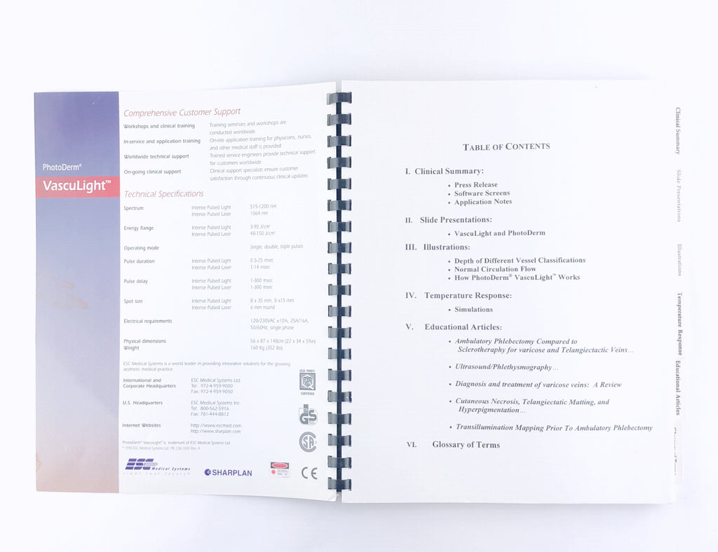 ESC Medical Systems PhotoDerm VascuLight Training Guide 238-1000 Rev. A