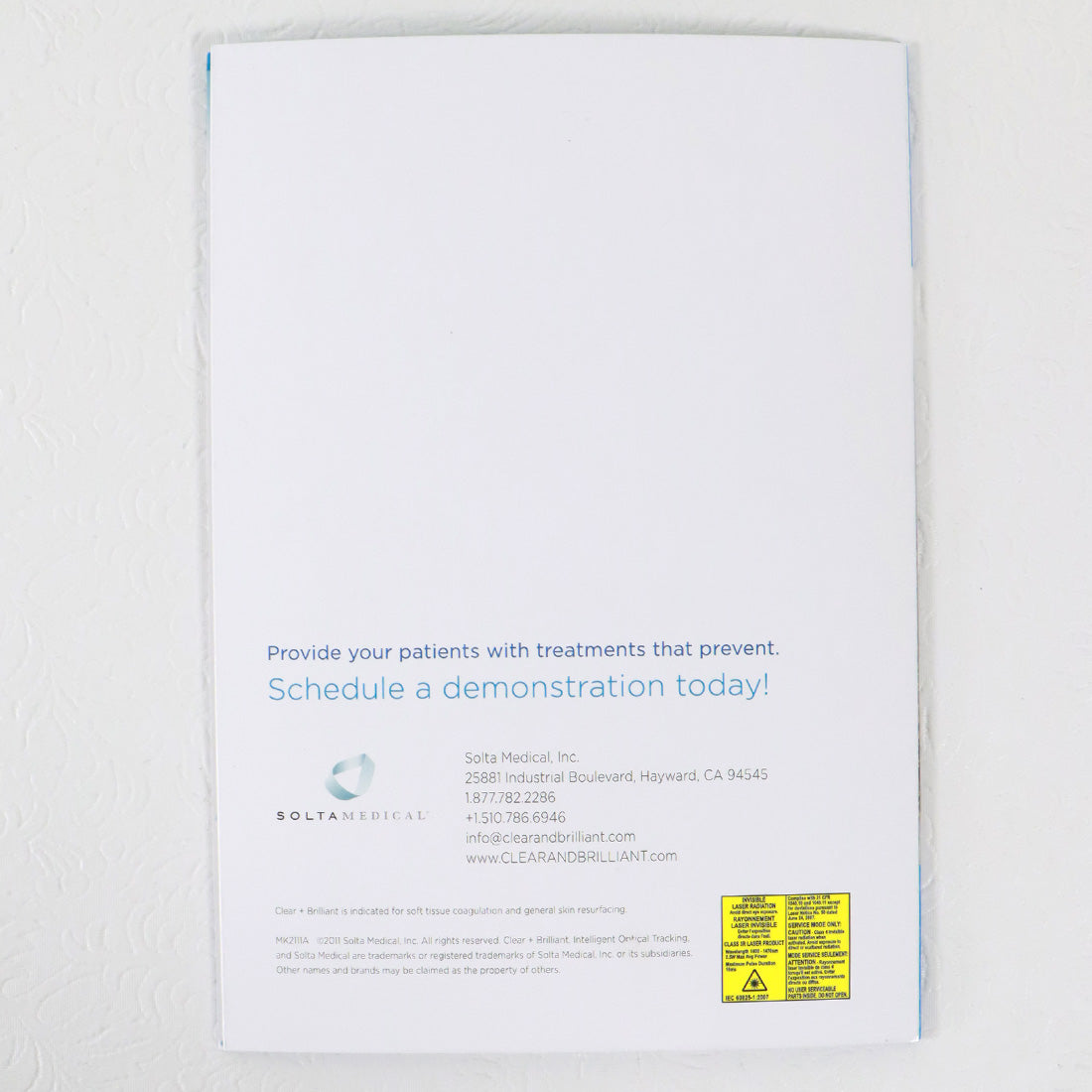 2011 Solta Medical Clear+ Brilliant Tri-Fold Information Marketing Brochure