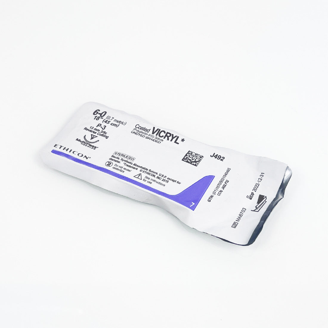 Ethicon Coated VICRYL 6-0 18In Braided Conventional Cutting Suture x1Pc 12/2022