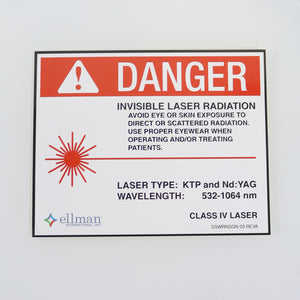 Ellman Danger Class 4 Laser KTP and Nd:YAG 532-1064 nm SSWRNSGN 03 RevA