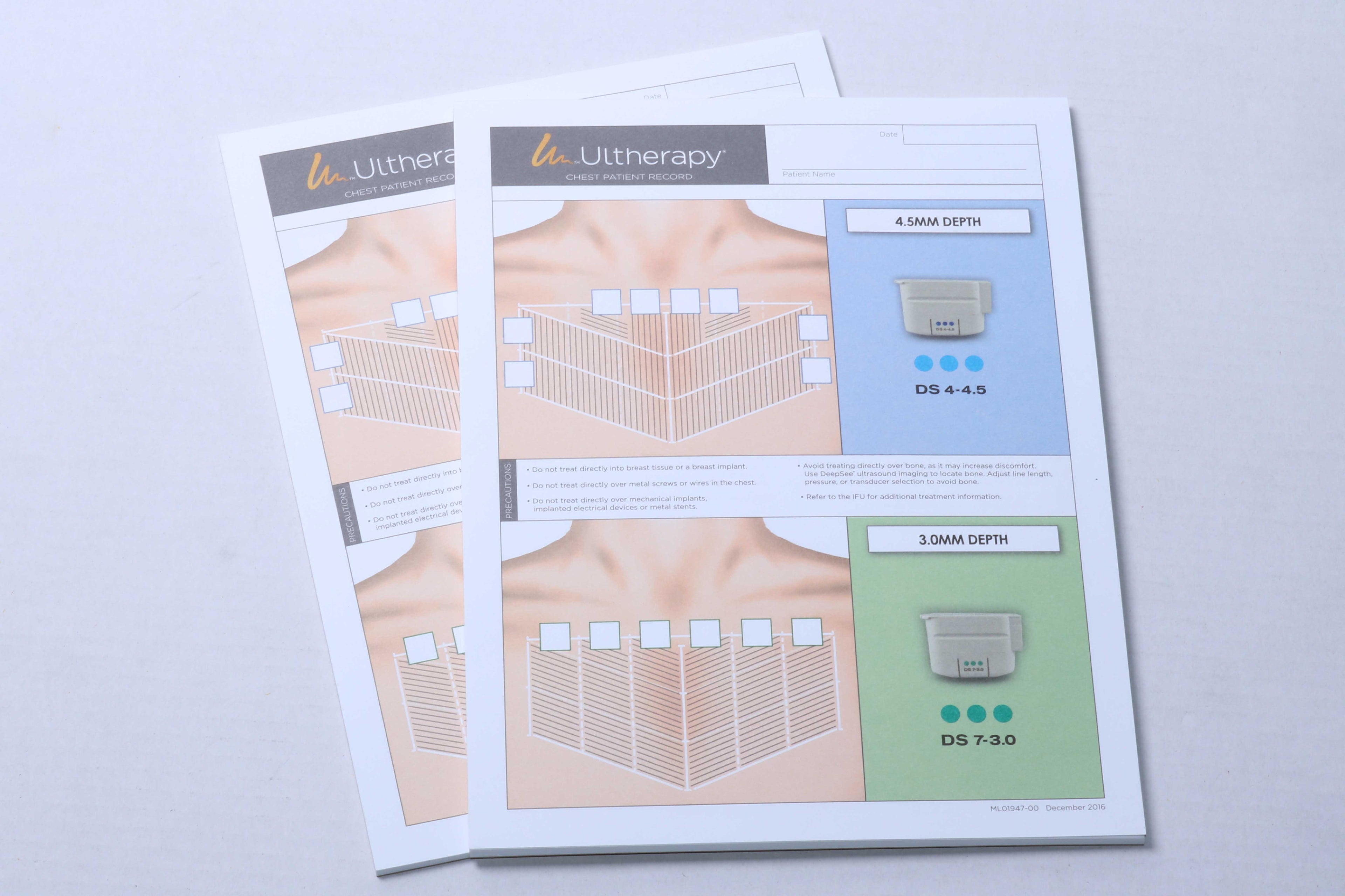 Ultherapy Patient Chest Treatment Record Blank Forms Paperwork ML01947 (x50 Pcs)