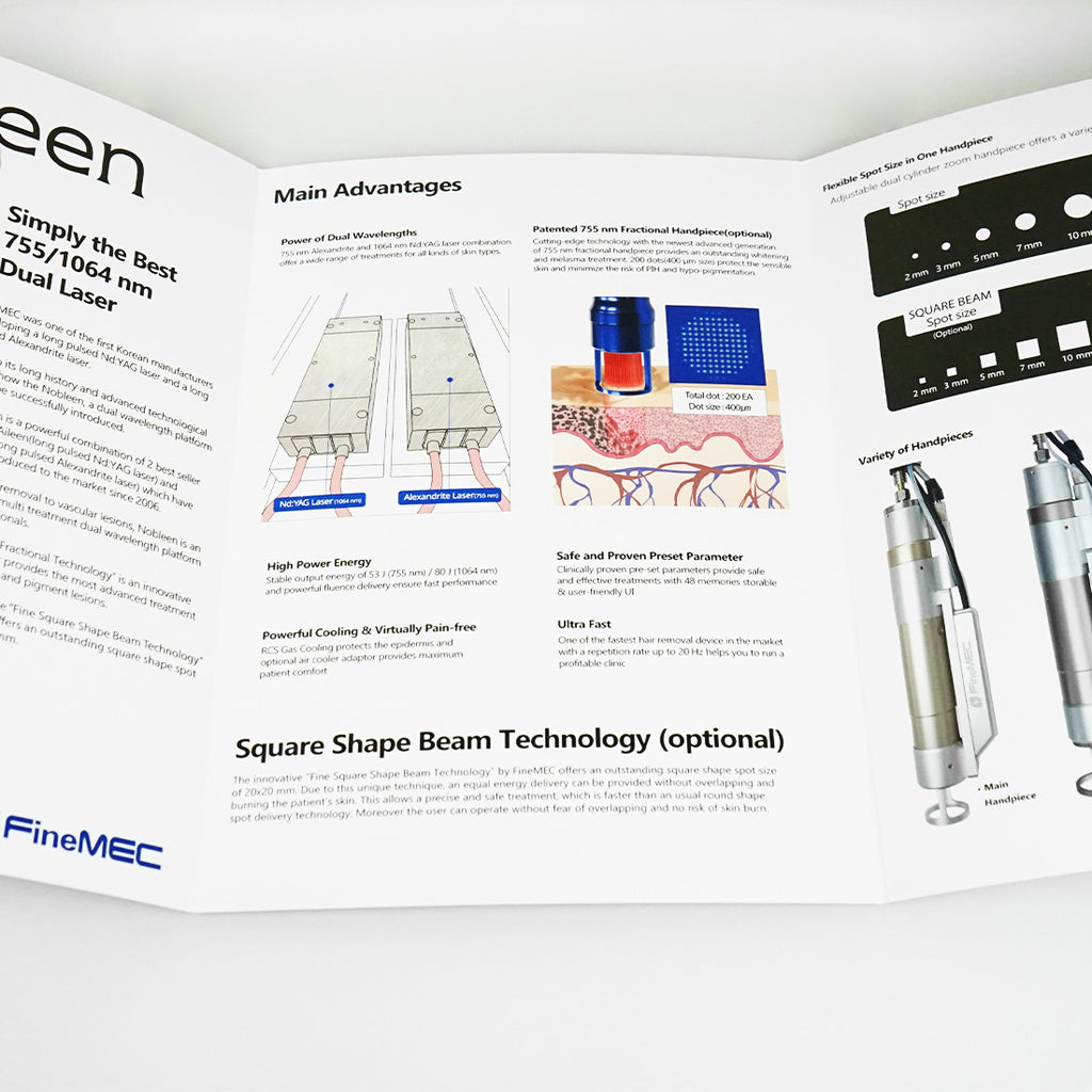 FineMec Nobleen Dual Long Pulsed Laser 755nm/1064nm Marketing Booklet x14Pc