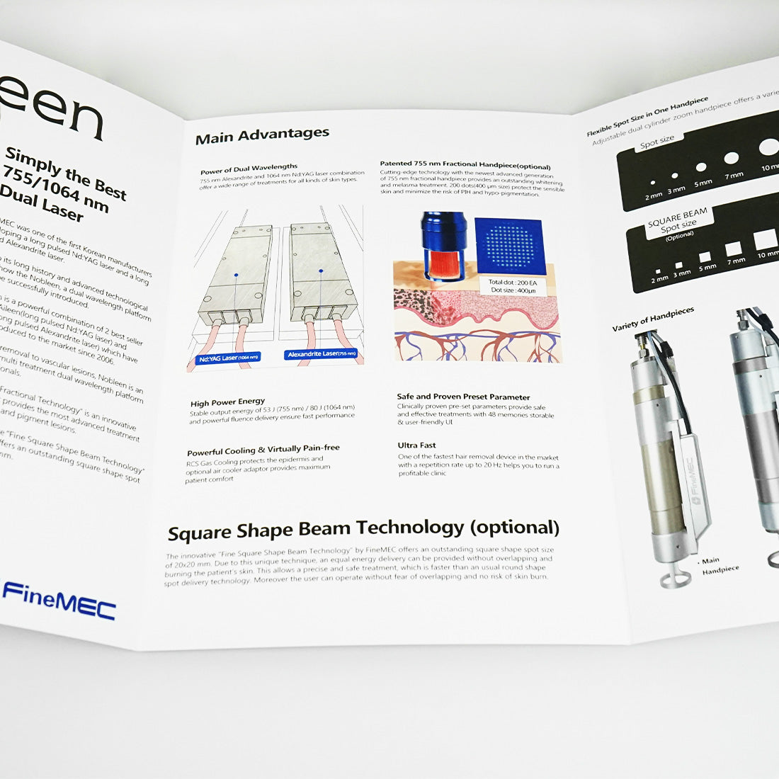 FineMec Nobleen Dual Long Pulsed Laser 755nm/1064nm Marketing Booklet x14Pc