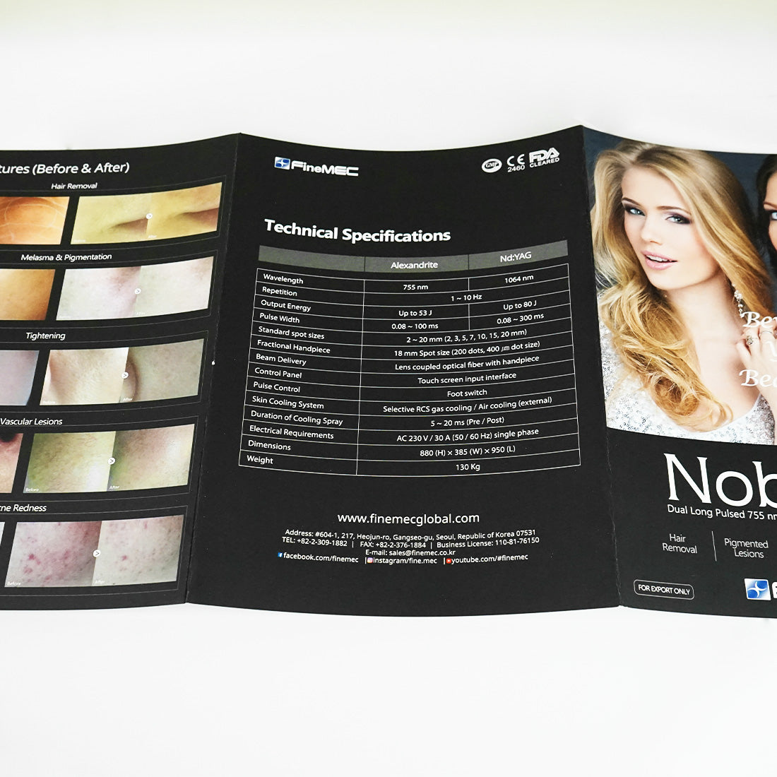 FineMec Nobleen Dual Long Pulsed Laser 755nm/1064nm Marketing Booklet x14Pc