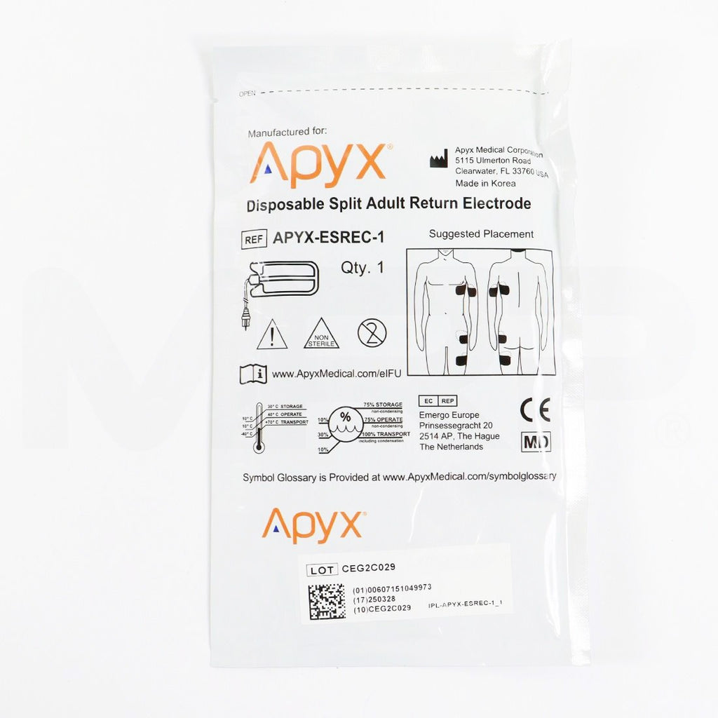 Apyx Disposable Split Adult Return Electrode With Cable, Single - Expired