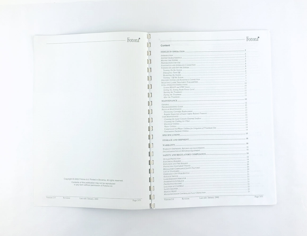 Fotona Fidelis Surgical Laser System Operator's Manual OM-58672