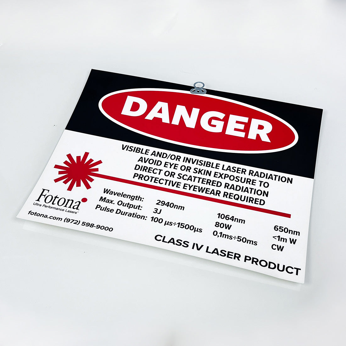Fotona Ultra Performance Lasers Danger Sign Class IV