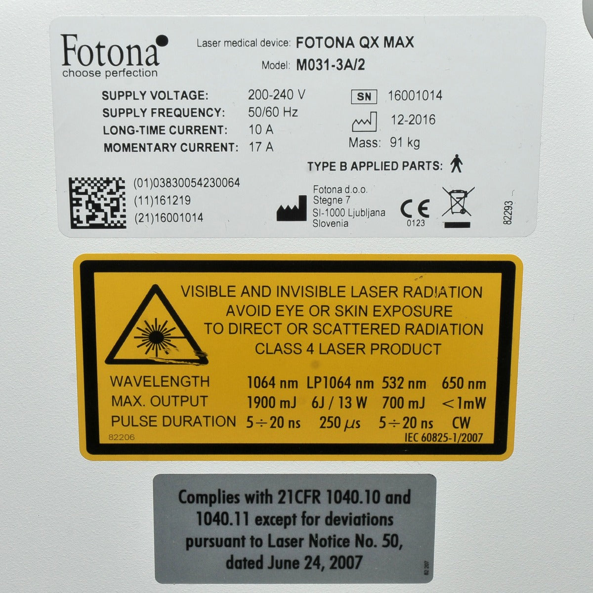 2016 Fotona QX Max Q-Switched Nd:YAG Pigmented Lesions Tattoo Removal Laser System