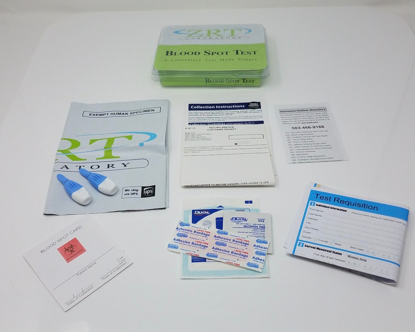 Blood Spot Test ZRT Laboratory Home Hormone Collection Kit Self Administered 2pk