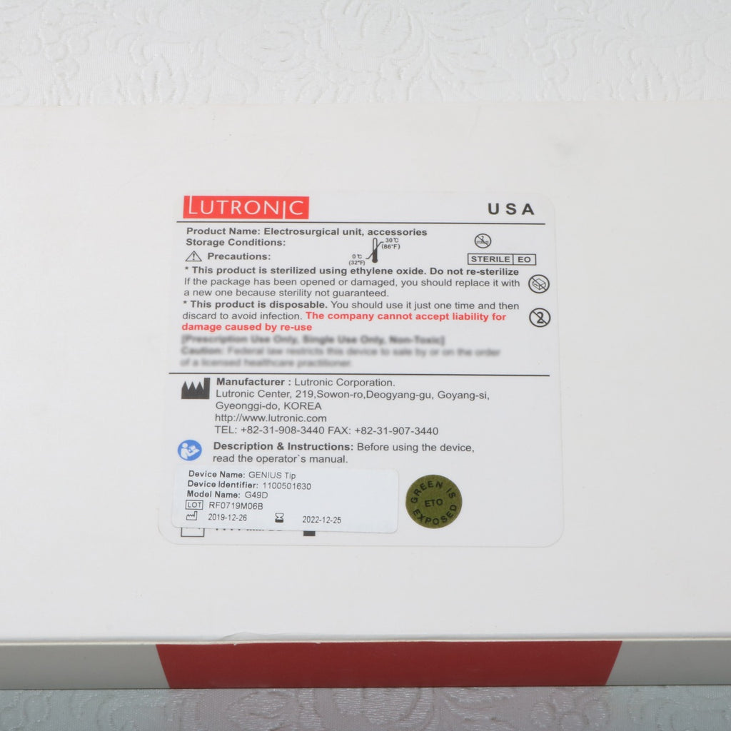 Lutronic Genius GeniusSkin Tip RF Microneedling Tip G49D Box of 10