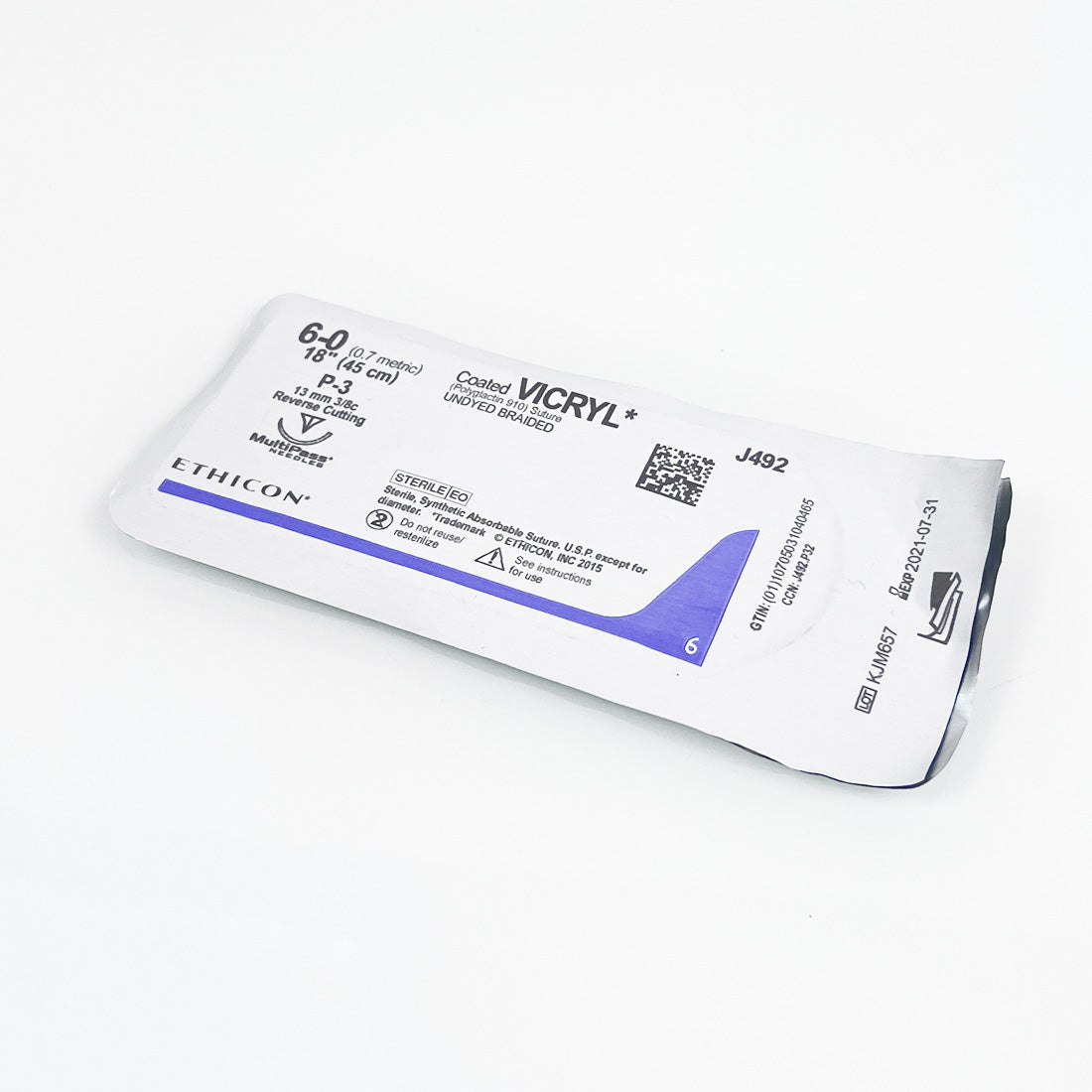 Ethicon Coated VICRYL 6-0 18In Undyed Braided Conventional Cutting Suture x1Pc