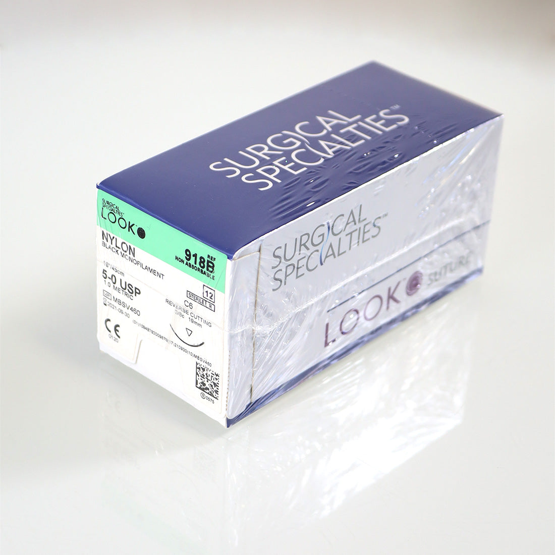 Surgical Nylon Black Monofilament Suture 5-0 USP 18"/45cm Reverse Cutting 918B
